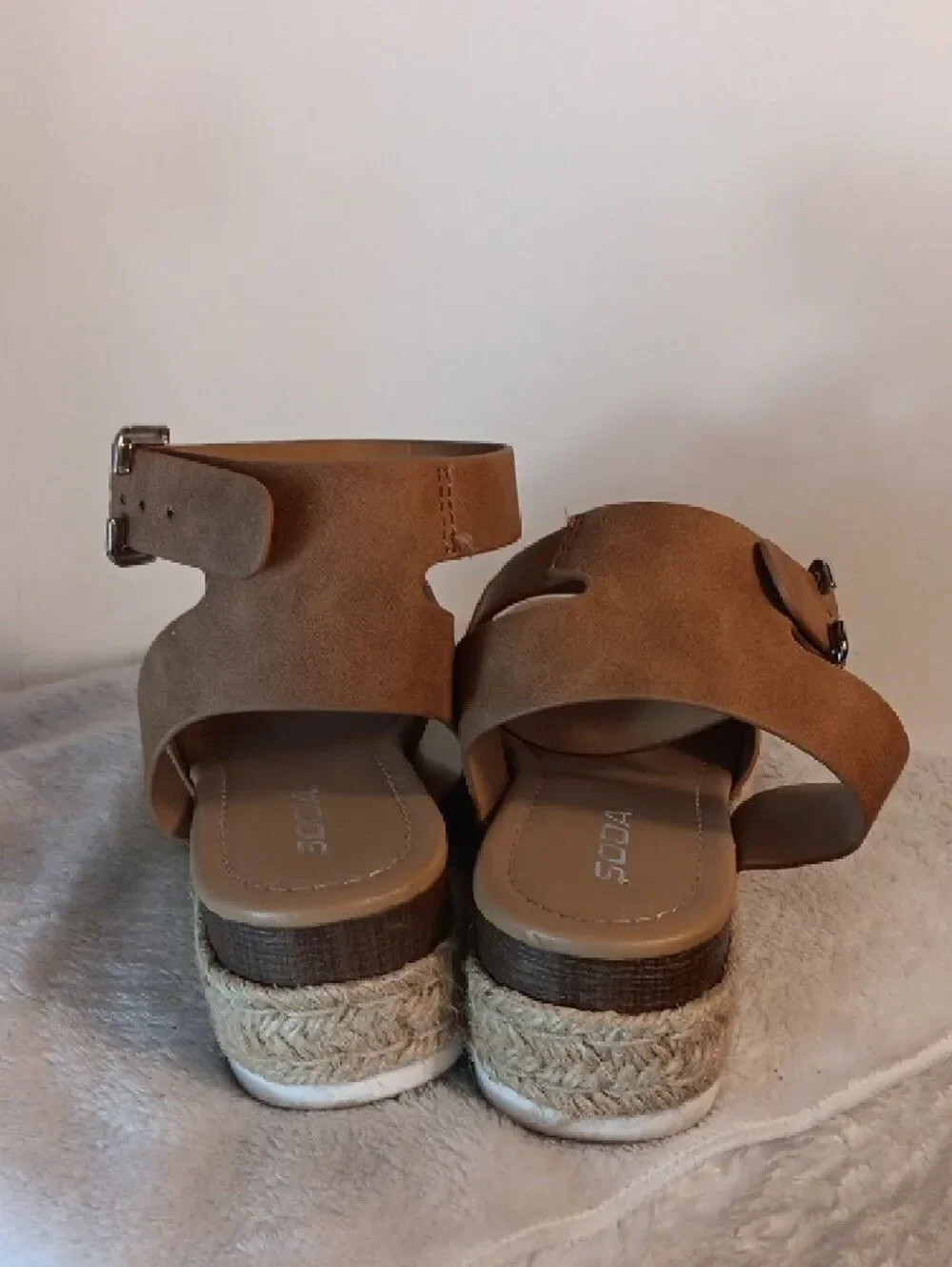 Soda Tan Platform Espadrille Ankle-Strap Sandal